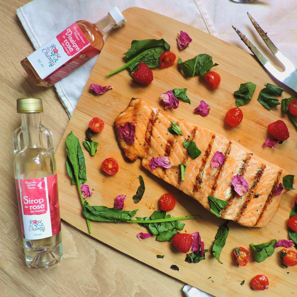 recette saumon a la rose - marinade sirop de rose et vinaigre de rose