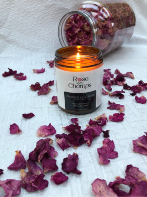 rose candle wild rose soothing well-being calm self-love rose petals